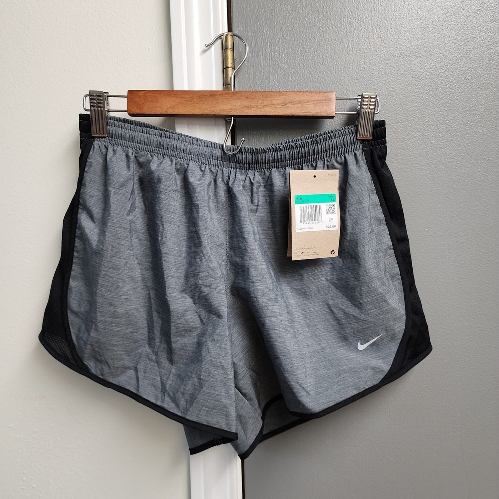 Nike Girls Size XL Tempo Dri-Fit Running Shorts, Black/Grey, 848196-033 NWT